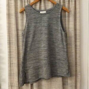 H Halston Asymmetrical Thick Heathered Knit Tank Top